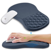 KUOSGM Ergonomic Mouse Pad Wrist Support with Memory Foam Massage Bulge, Carpal Tunnel Pain Relief Mousepad Wrist Rest for Mouse(12x8 inch, Dark Blue)